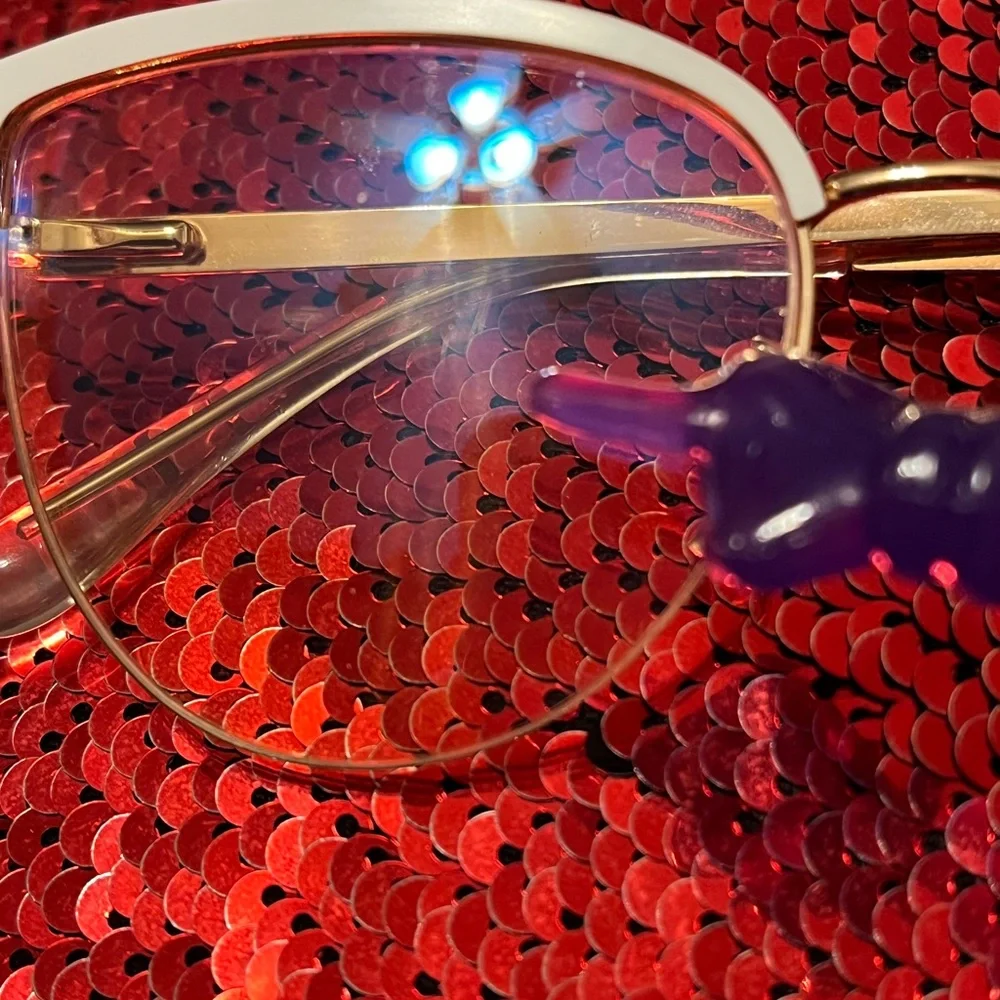 Chic Gold and White Cat-Eye Glasses